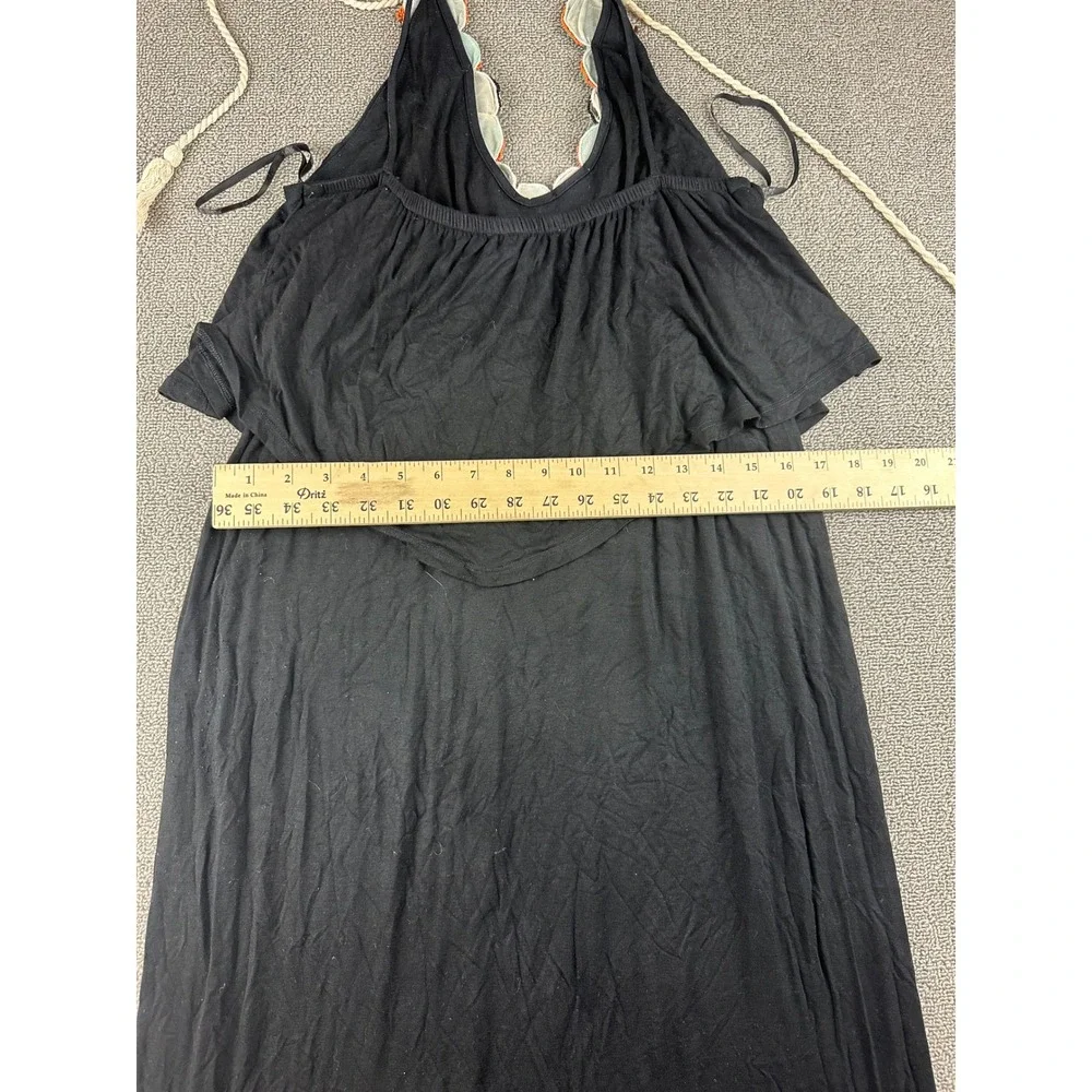 VaVa by Joy Han‎ Maxi Dress Women S Black Bead Embellished Ruffle USA Made Boho